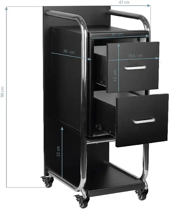 Carucior de coafor Gabbiano Solo 135395 (Black/Silver)