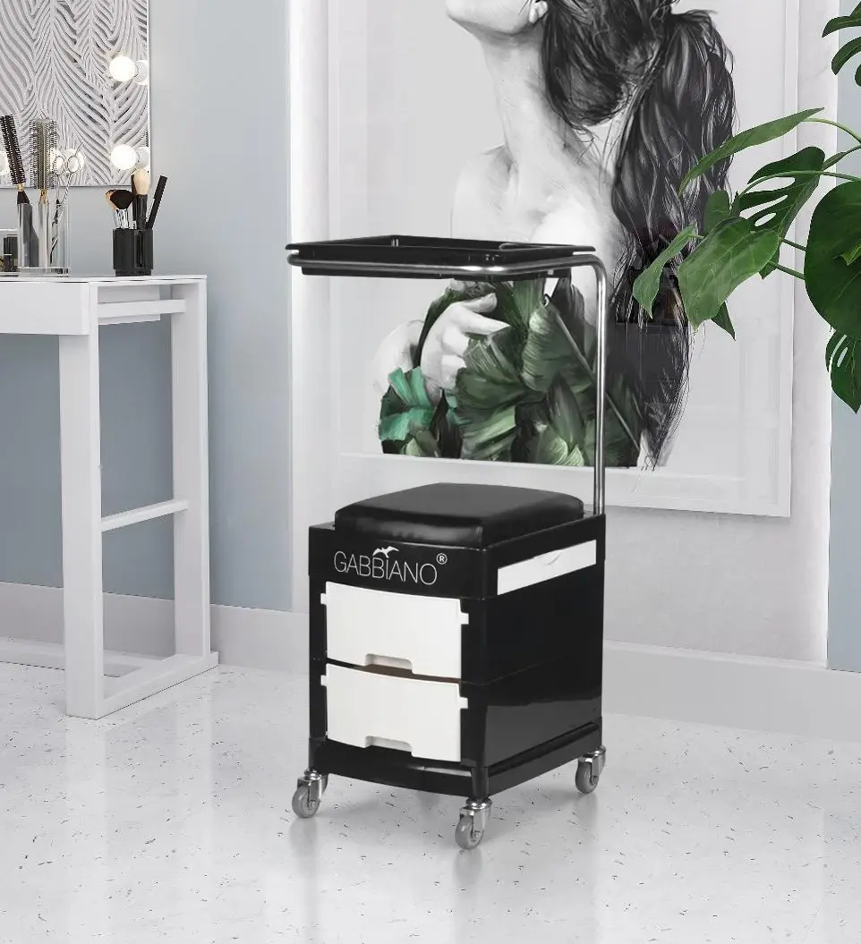 Тележка косметологическая с подножкой Gabbiano 16 Plus 125885 (Black/White)