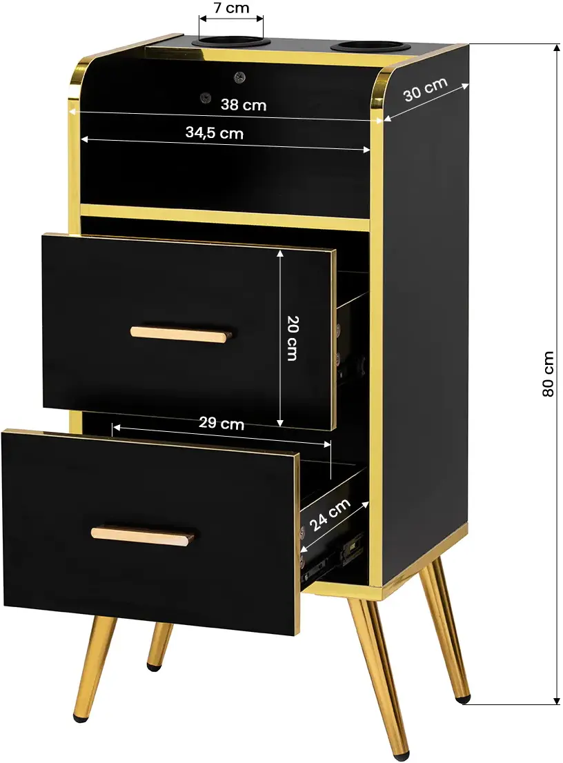 Tumba de coafor Gabbiano Trix 149712 (Black/Gold) - 7