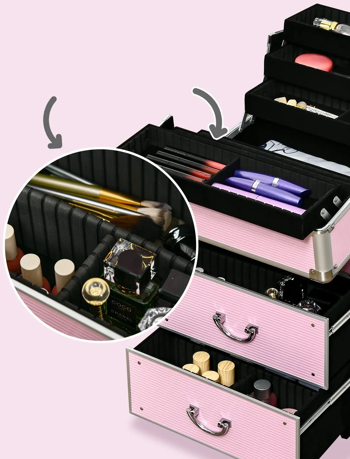 Valiza organizator pentru cosmetice Homcom 501-009V01PK (Pink) - 5