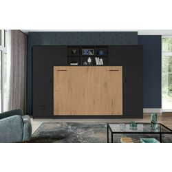 Set mobilier New Elegance Basic BS-P-H-140 + BS-SZ-S + BS-SZ-P + BS-N Horizontal 140x200 (Black/Oak Lancelot) Thumb