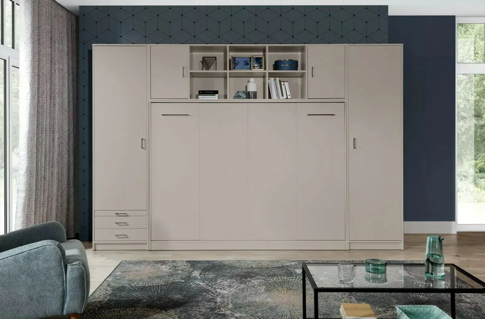 Set mobilier New Elegance Basic BS-P-H-140 + BS-SZ-S + BS-SZ-P + BS-N Horizontal 140x200 (Congo)