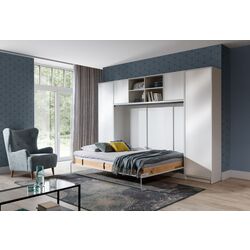Комплект мебели New Elegance Basic BS-P-H-140-BP + BS-SZ-S-BP + BS-SZ-P-BP + BS-N-BP Horizontal 140x200 (White Matte/White Gloss)
