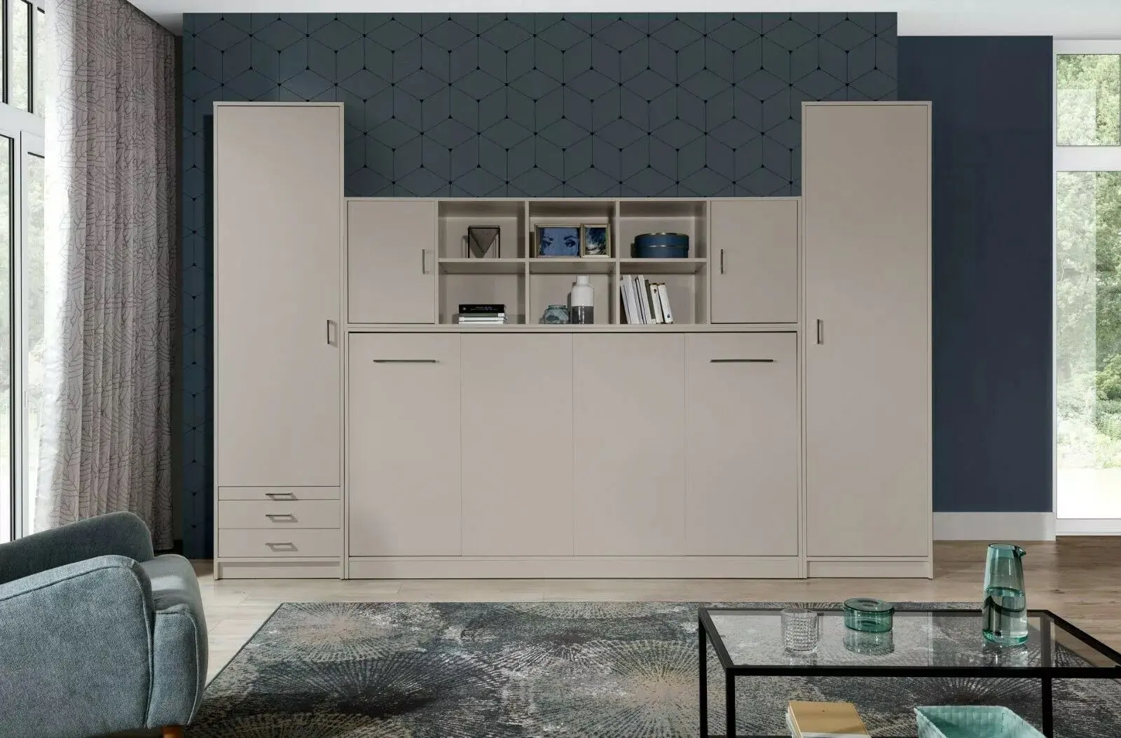 Комплект мебели New Elegance Basic BS-P-H-90 + BS-SZ-S + BS-SZ-P + BS-N Horizontal 90x200 (Congo)