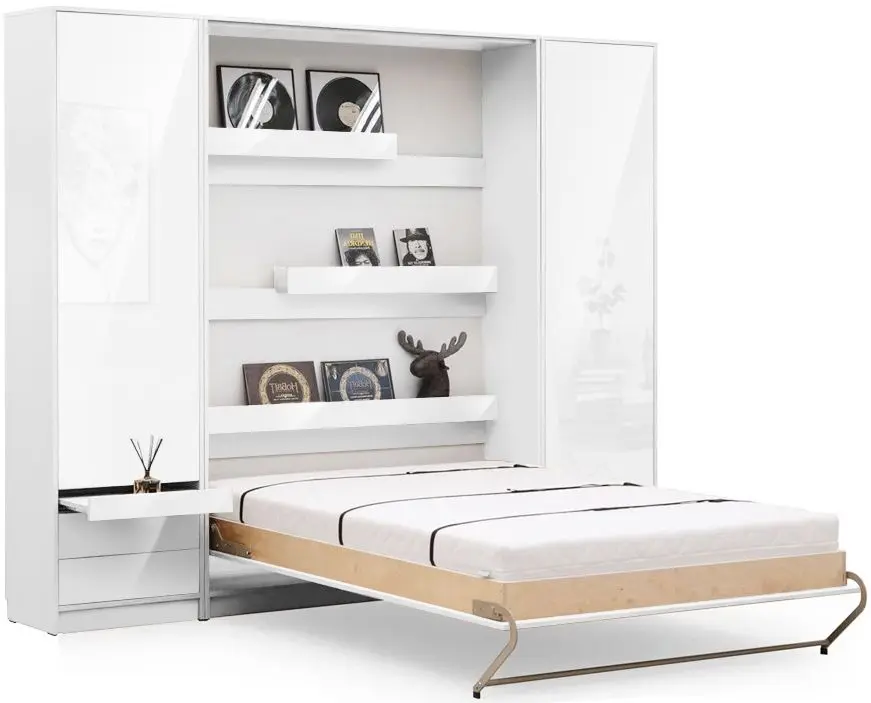 Комплект мебели New Elegance Basic BS-P-V-120-BP + BS-SZ-S-BP + BS-SZ-P-BP Vertical 120x200 (White Matte/White Gloss)