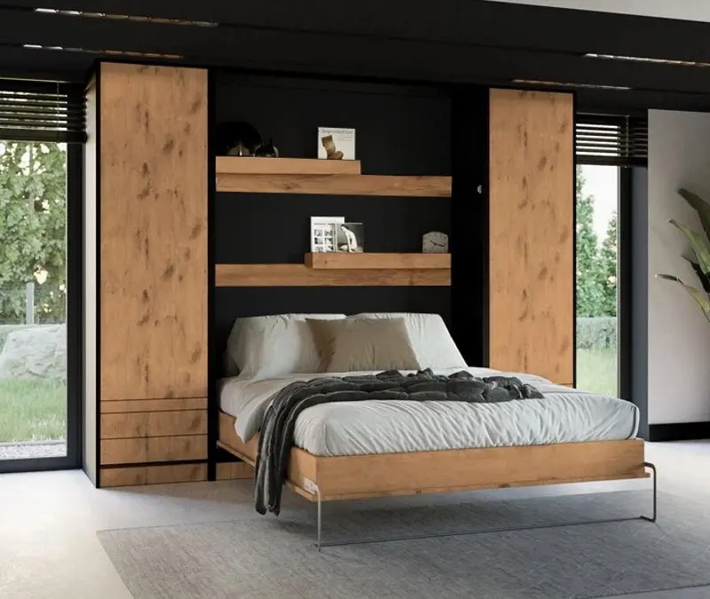 Комплект мебели New Elegance Basic BS-P-V-120 + BS-SZ-S + BS-SZ-P Vertical 120x200 (Black/Oak Lancelot)