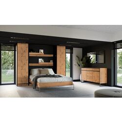 Set mobilier New Elegance Basic BS-P-V-140 + BS-SZ-S + BS-SZ-P Vertical 140x200 (Black/Oak Lancelot) Thumb