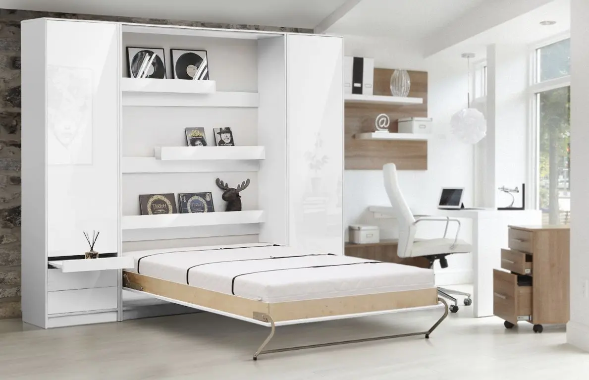 Комплект мебели New Elegance Basic BS-P-V-90-BP + BS-SZ-S-BP + BS-SZ-P-BP Vertical 90x200 (White Matte/White Gloss)