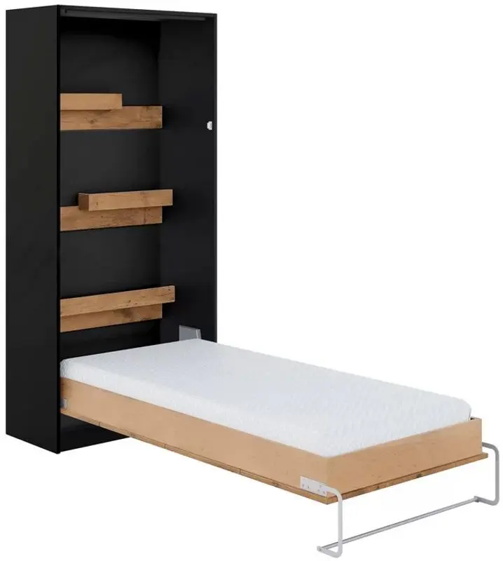 Set mobilier New Elegance Basic BS-P-V-90 + BS-SZ-S + BS-SZ-P Vertical 90x200 (Black/Oak Lancelot)