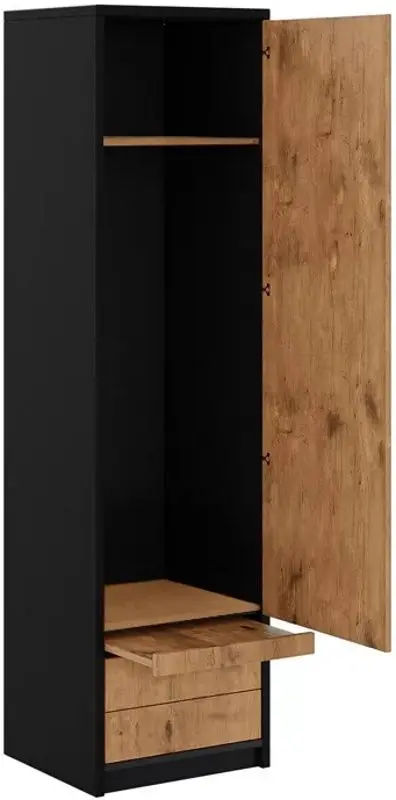 Set mobilier New Elegance Basic BS-P-V-90 + BS-SZ-S + BS-SZ-P Vertical 90x200 (Black/Oak Lancelot)