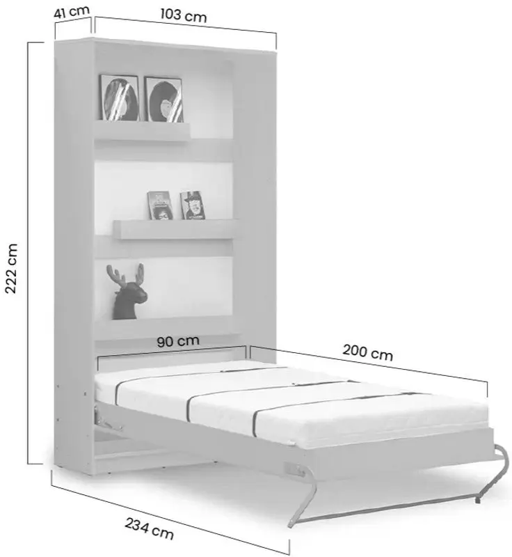 Комплект мебели New Elegance Basic BS-P-V-90 + BS-SZ-S + BS-SZ-P Vertical 90x200 (Sonoma Oak Light)