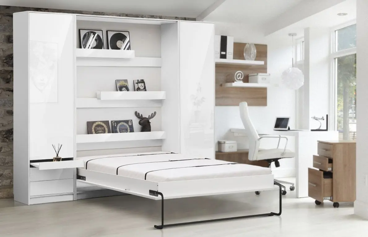 Комплект мебели New Elegance Genius GS-P-V-120-BP + GS-SZ-S-BP + GS-SZ-P-BP Vertical 120x200 (White Matte/White Gloss)