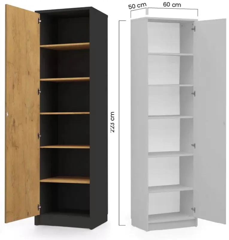 Set mobilier New Elegance Genius GS-P-V-120 + GS-SZ-S + GS-SZ-P Vertical 120x200 (Black/Oak Lancelot)