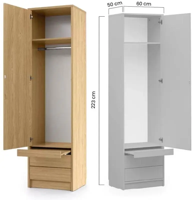 Set mobilier New Elegance Genius GS-P-V-120 + GS-SZ-S + GS-SZ-P Vertical 120x200 (Oiled Oak)