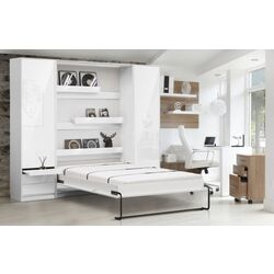 Set mobilier New Elegance Genius GS-P-V-140-BP + GS-SZ-S-BP + GS-SZ-P-BP Vertical 140x200 (White Matte/White Gloss)