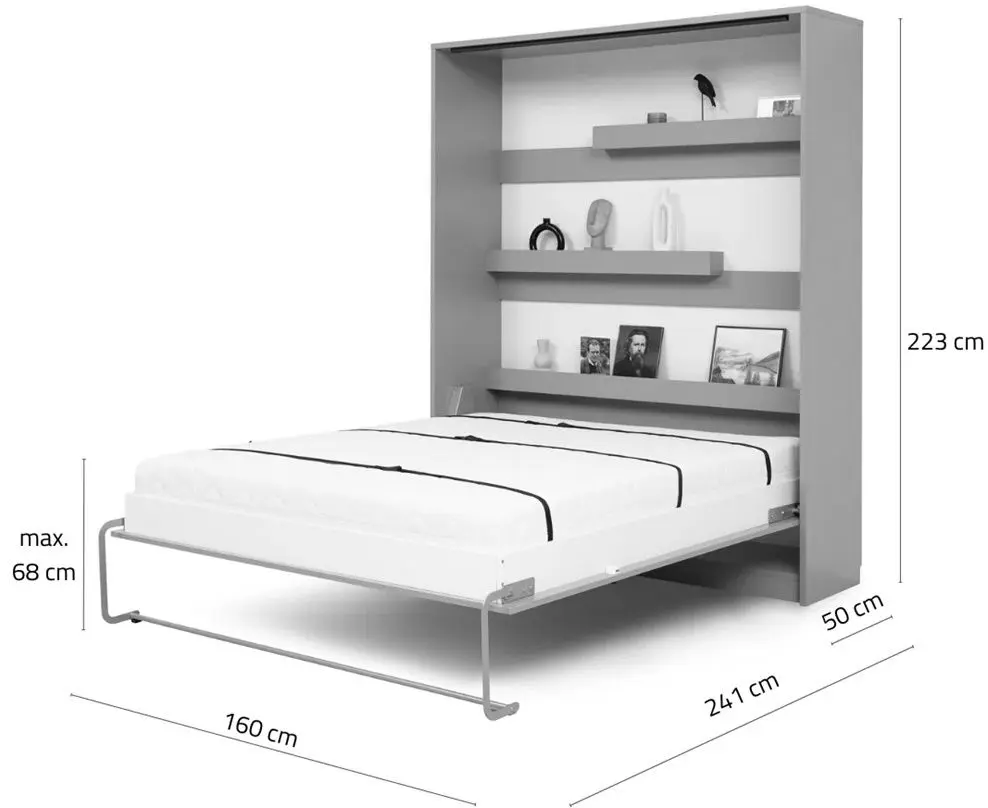 Комплект мебели New Elegance Genius GS-P-V-140-BP + GS-SZ-S-BP + GS-SZ-P-BP Vertical 140x200 (White Matte/White Gloss)