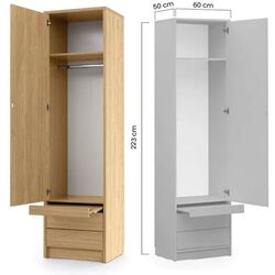 Set mobilier New Elegance Genius GS-P-V-140 + GS-SZ-S + GS-SZ-P Vertical 140x200 (Oiled Oak) Thumb