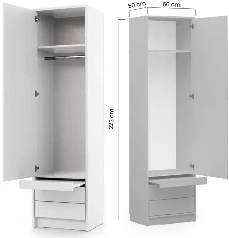 Set mobilier New Elegance Genius GS-P-V-140 + GS-SZ-S + GS-SZ-P Vertical 140x200 (White Matte)