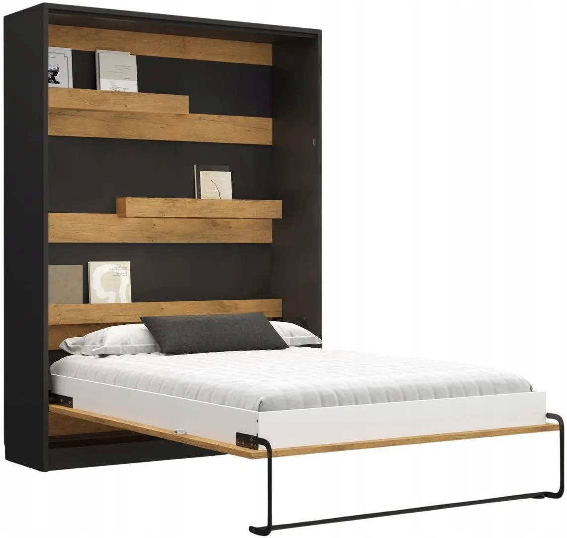 Set mobilier New Elegance Genius GS-P-V-B-120 + GS-SZ-S + GS-SZ-P Vertical cu masa 120x200 (Black/Oak Lancelot)