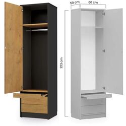 Set mobilier New Elegance Genius GS-P-V-B-120 + GS-SZ-S + GS-SZ-P Vertical cu masa 120x200 (Black/Oak Lancelot) Thumb