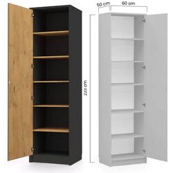 Set mobilier New Elegance Genius GS-P-V-B-120 + GS-SZ-S + GS-SZ-P Vertical cu masa 120x200 (Black/Oak Lancelot) Thumb