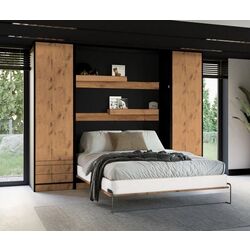 Set mobilier New Elegance Genius GS-P-V-B-140 + GS-SZ-S + GS-SZ-P Vertical cu masa 140x200 (Black/Oak Lancelot)
