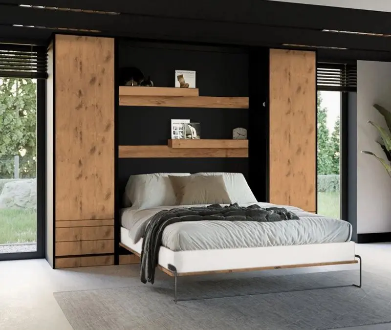 Комплект мебели New Elegance Genius GS-P-V-B-140 + GS-SZ-S + GS-SZ-P Vertical со столом 140x200 (Black/Oak Lancelot)