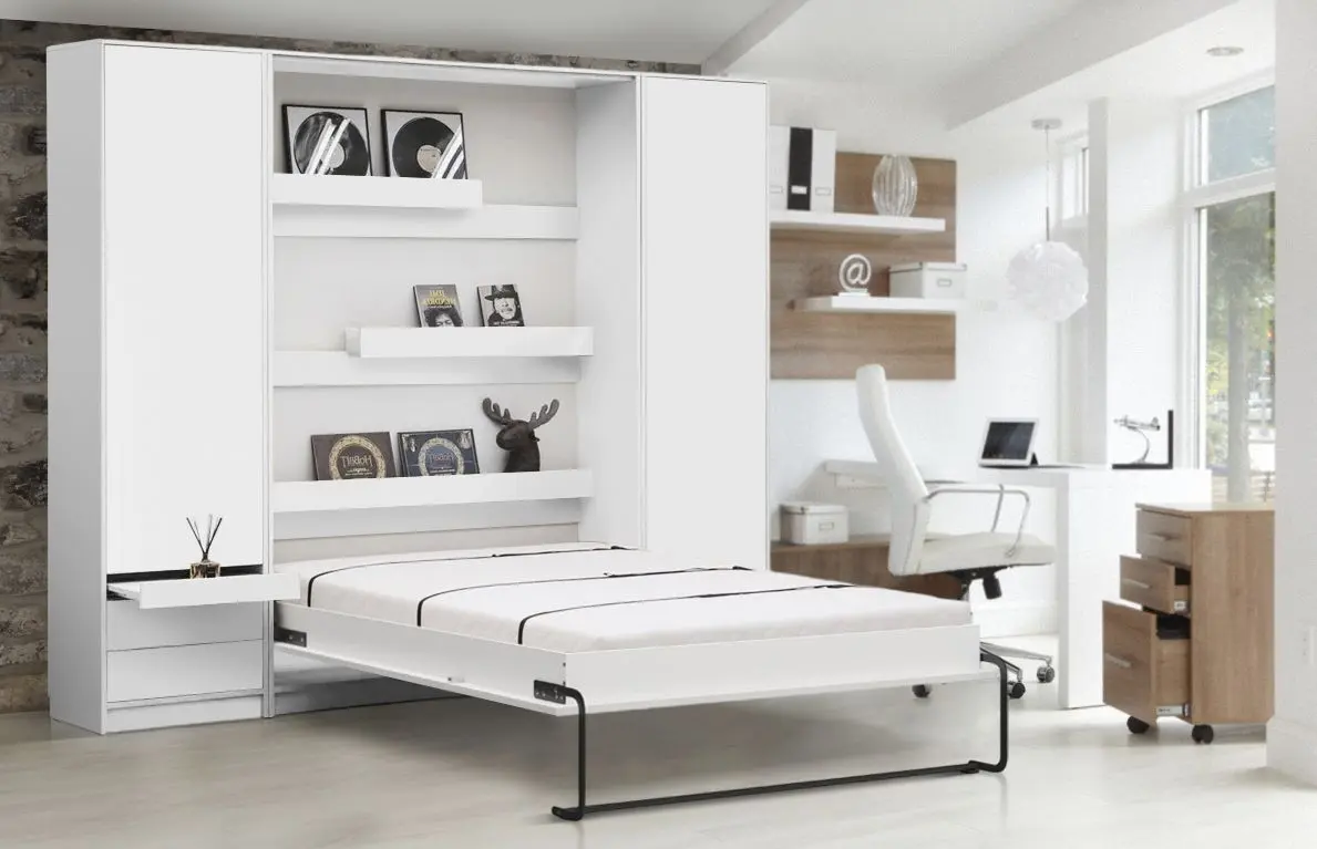 Комплект мебели New Elegance Genius GS-P-V-B-140 + GS-SZ-S + GS-SZ-P Vertical со столом 140x200 (White Matte)