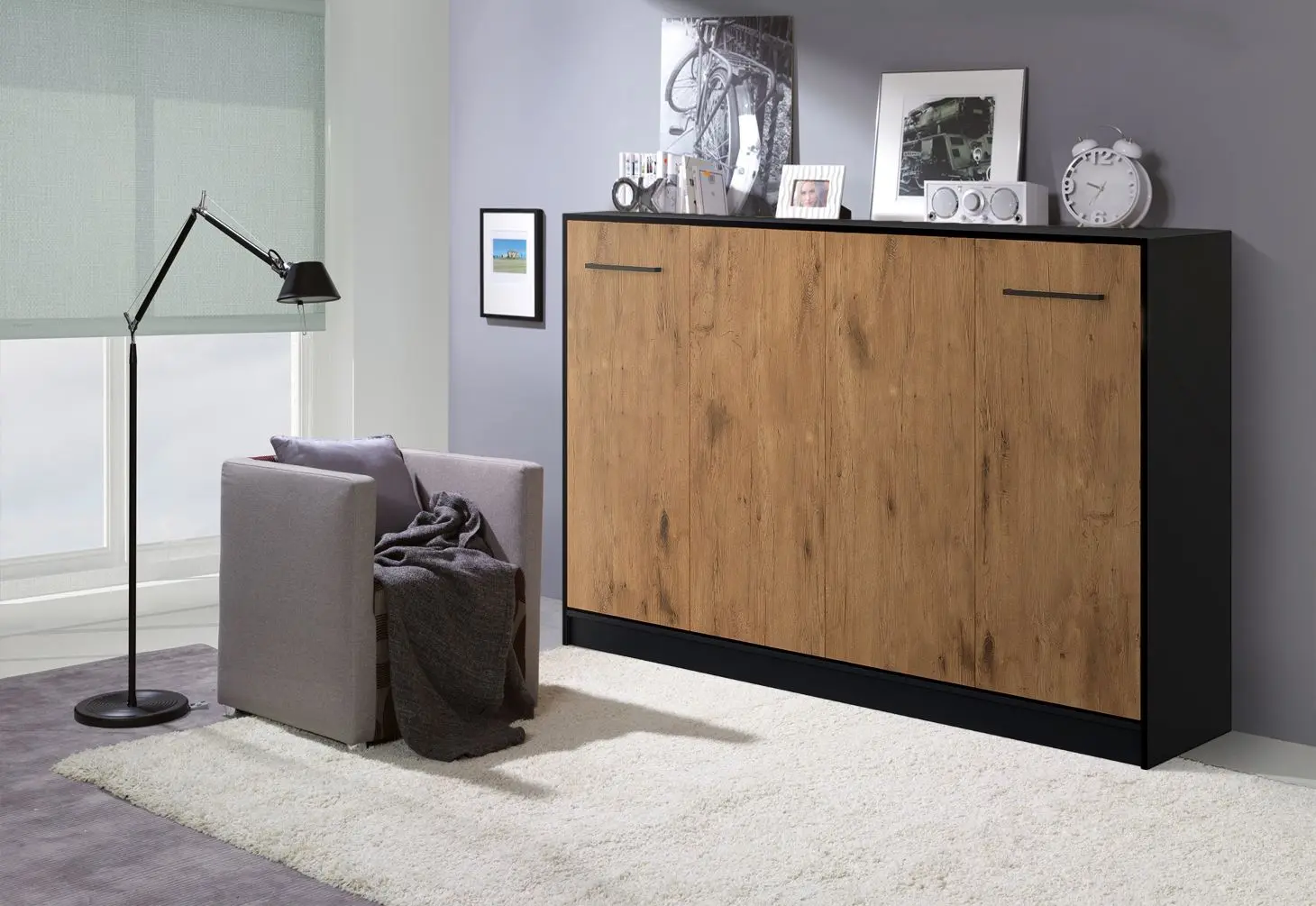 Pat-transformer rabatabil New Elegance Basic BS-P-H-120 Horizontal 120x200 (Black/Oak Lancelot)