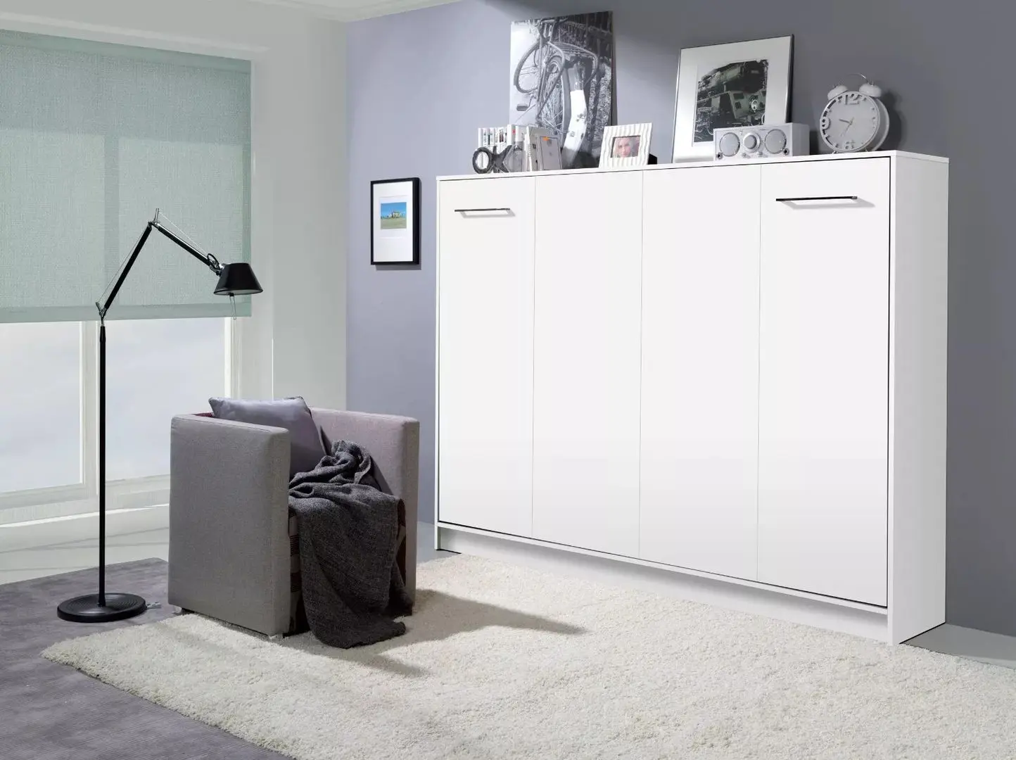 Кровать-трансформер откидная New Elegance Basic BS-P-H-120 Horizontal 120x200 (White Matte)