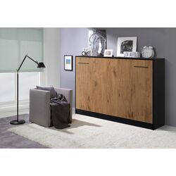 Кровать-трансформер откидная New Elegance Basic BS-P-H-140 Horizontal 140x200 (Black/Oak Lancelot) Thumb