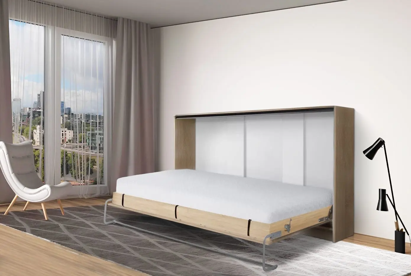 Кровать-трансформер откидная New Elegance Basic BS-P-H-90 Horizontal 90x200 (Sonoma Oak Light)