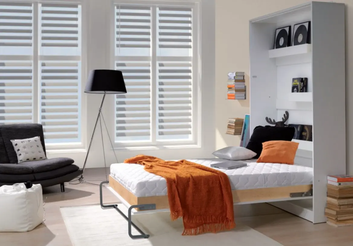 Кровать-трансформер откидная New Elegance Basic BS-P-V-140-BP Vertical 140x200 (White Matte/White Gloss)