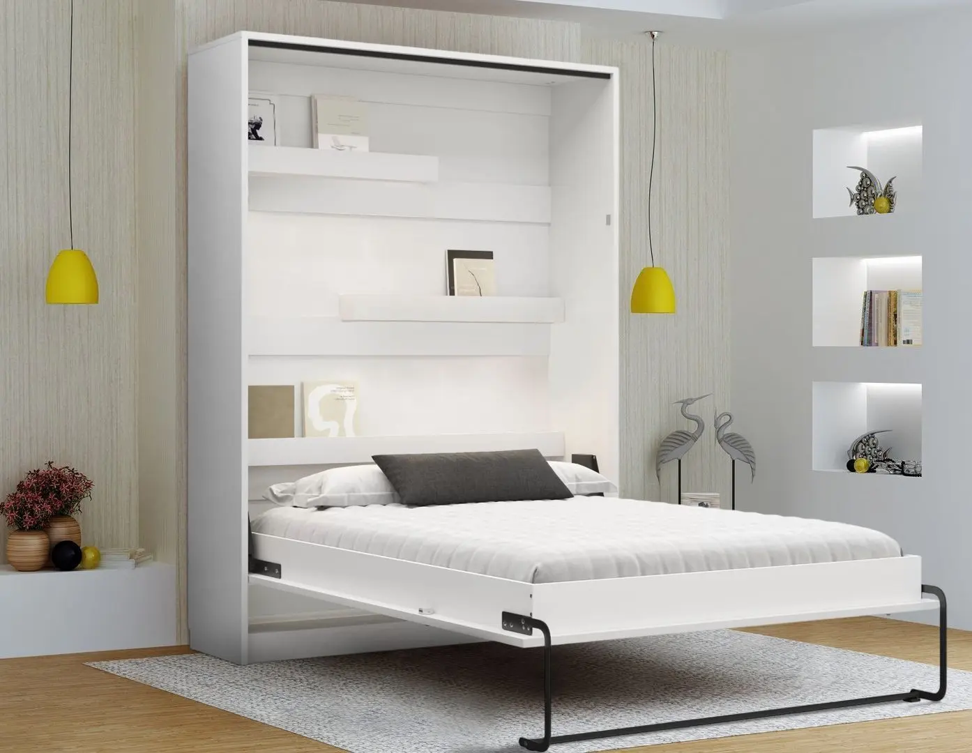 Кровать-трансформер откидная New Elegance Genius GS-P-V-140-BP Vertical 140x200 (White Matte/White Gloss)