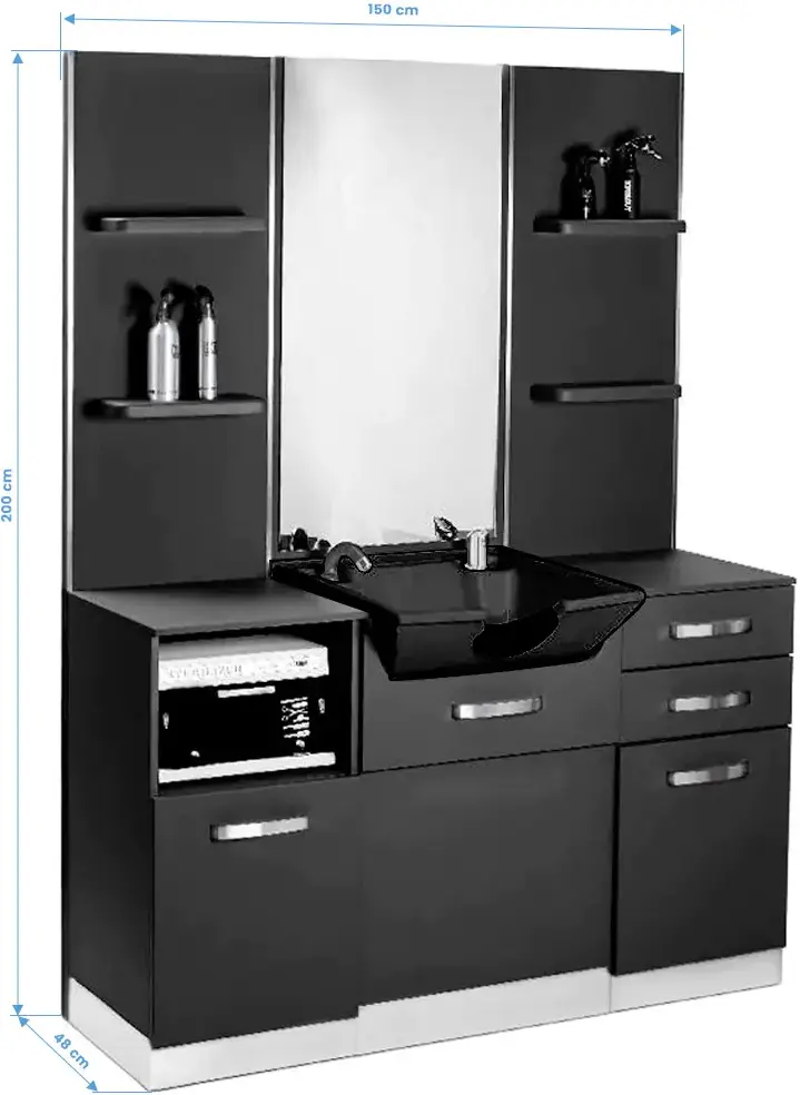 Consola de coafor cu lavoar Gabbiano B085B 153331 (Black)