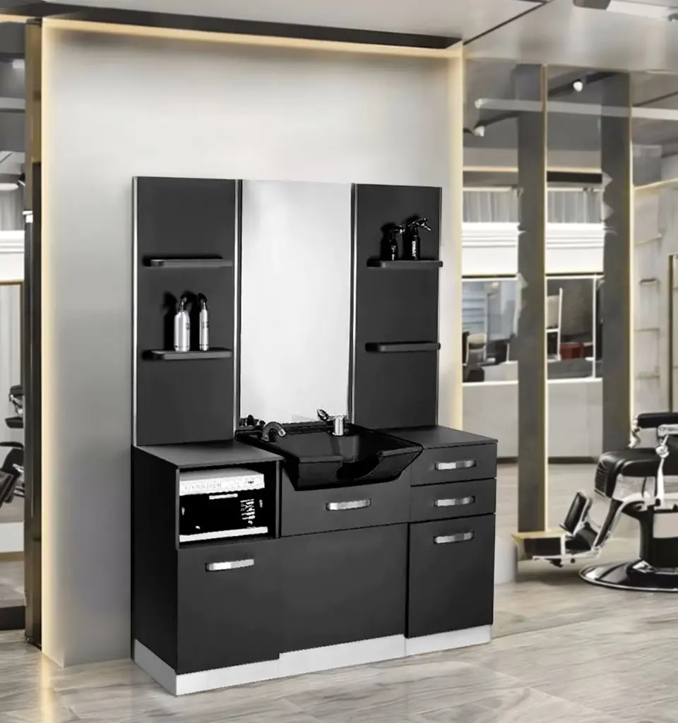 Consola de coafor cu lavoar Gabbiano B085B 153331 (Black)