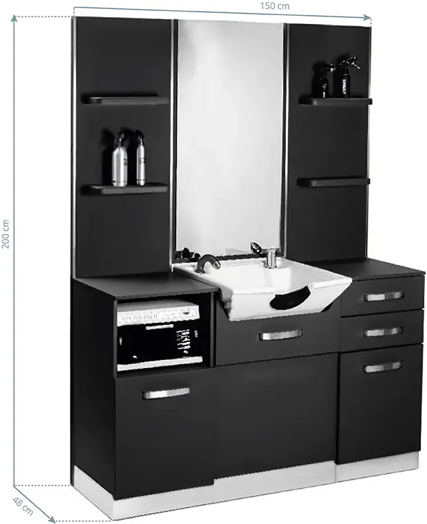 Consola de coafor cu lavoar Gabbiano B085W 132990 (Black)