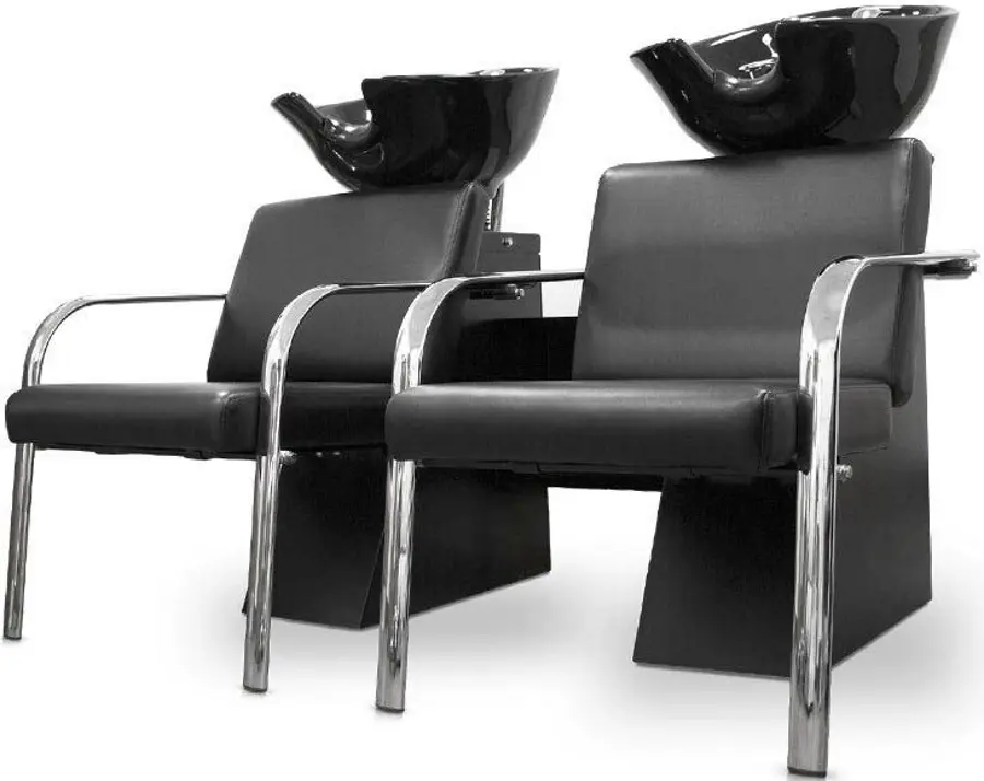 Fotoliu-scafa dublu pentru frizerie Quirumed 1174-CH7080-12 (Black) - 2