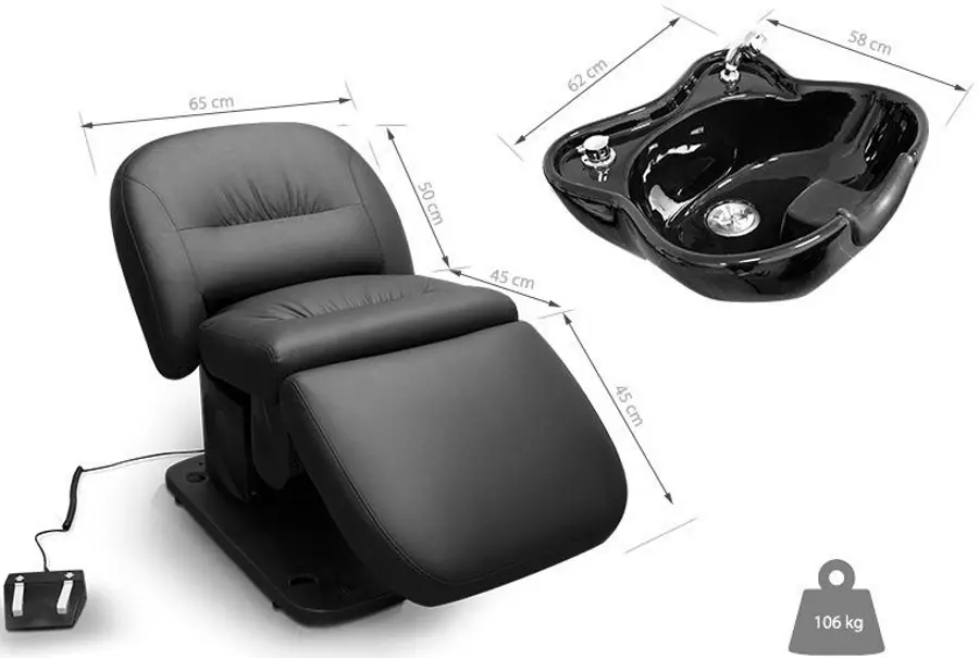 Fotoliu-scafa pentru frizerie Quirumed 1106-HZ-32845-ALLBK (Black) - 5