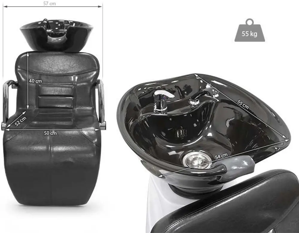Кресло-мойка парикмахерская Quirumed 1173-BM78219-853 (Black/White) - 4