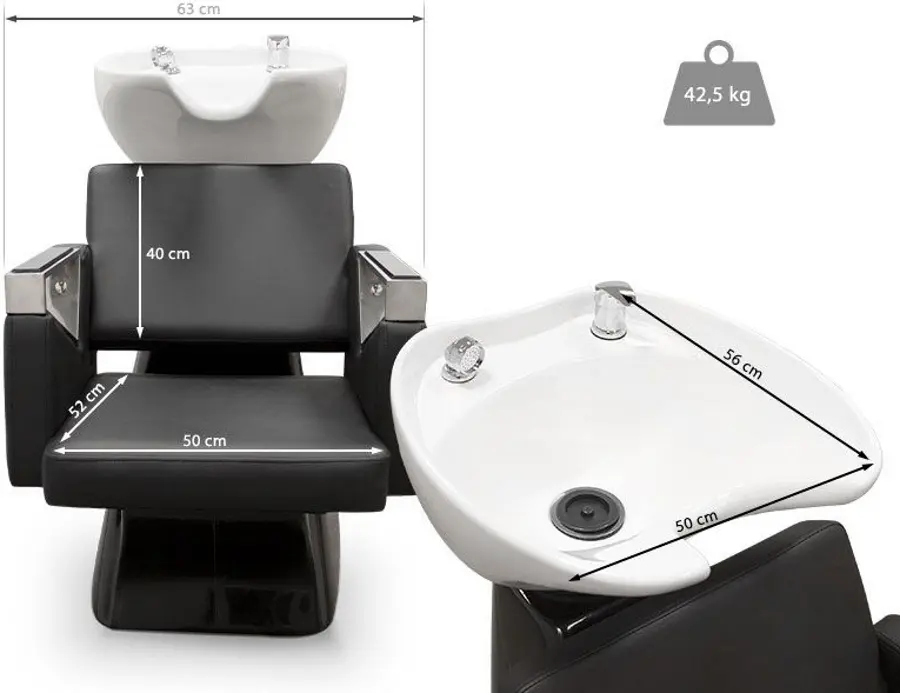Кресло-мойка парикмахерская Quirumed 359-DHKSC211 (Black/White) - 4