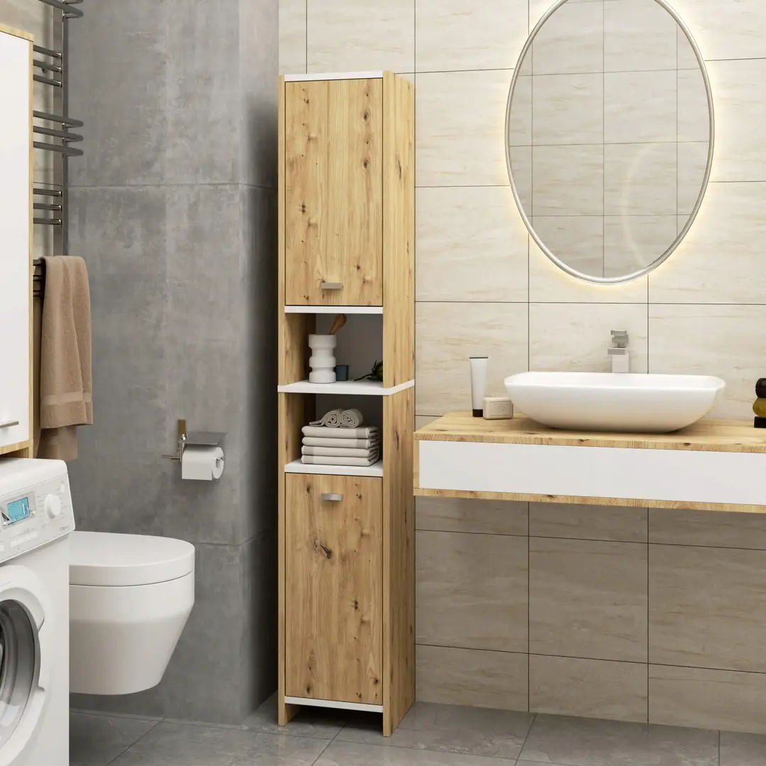 Пенал Akord Beti 2D1W (Artisan Oak/White)