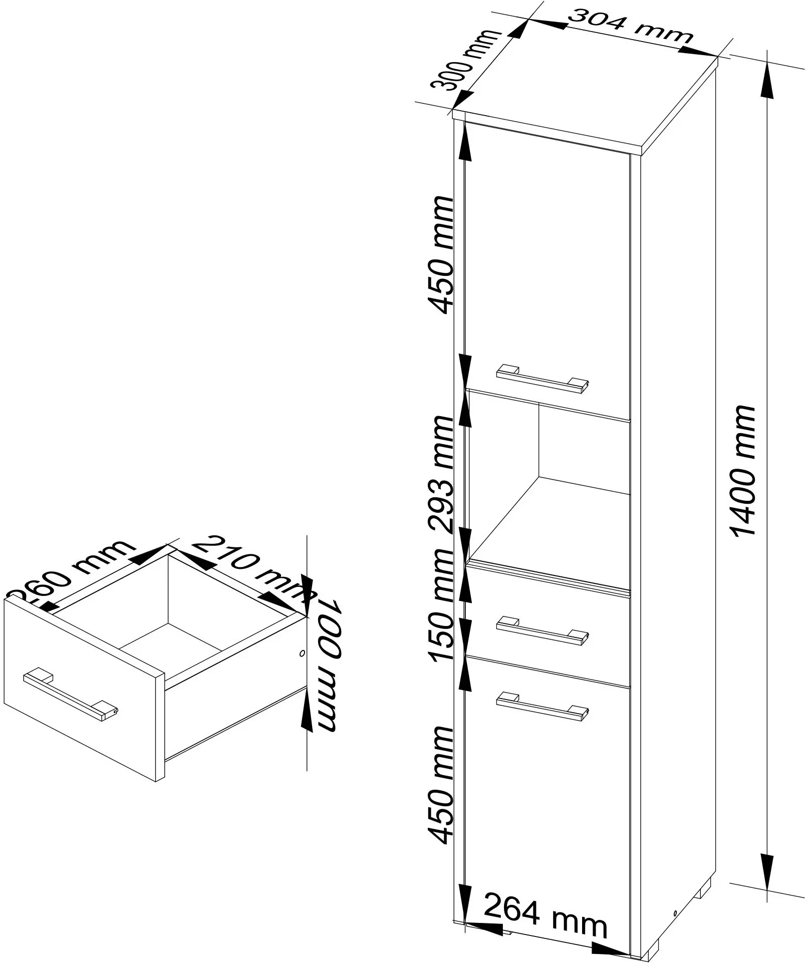 Penal Akord Fin 30 2D1SZ1W 140cm (Artisan Oak/White)