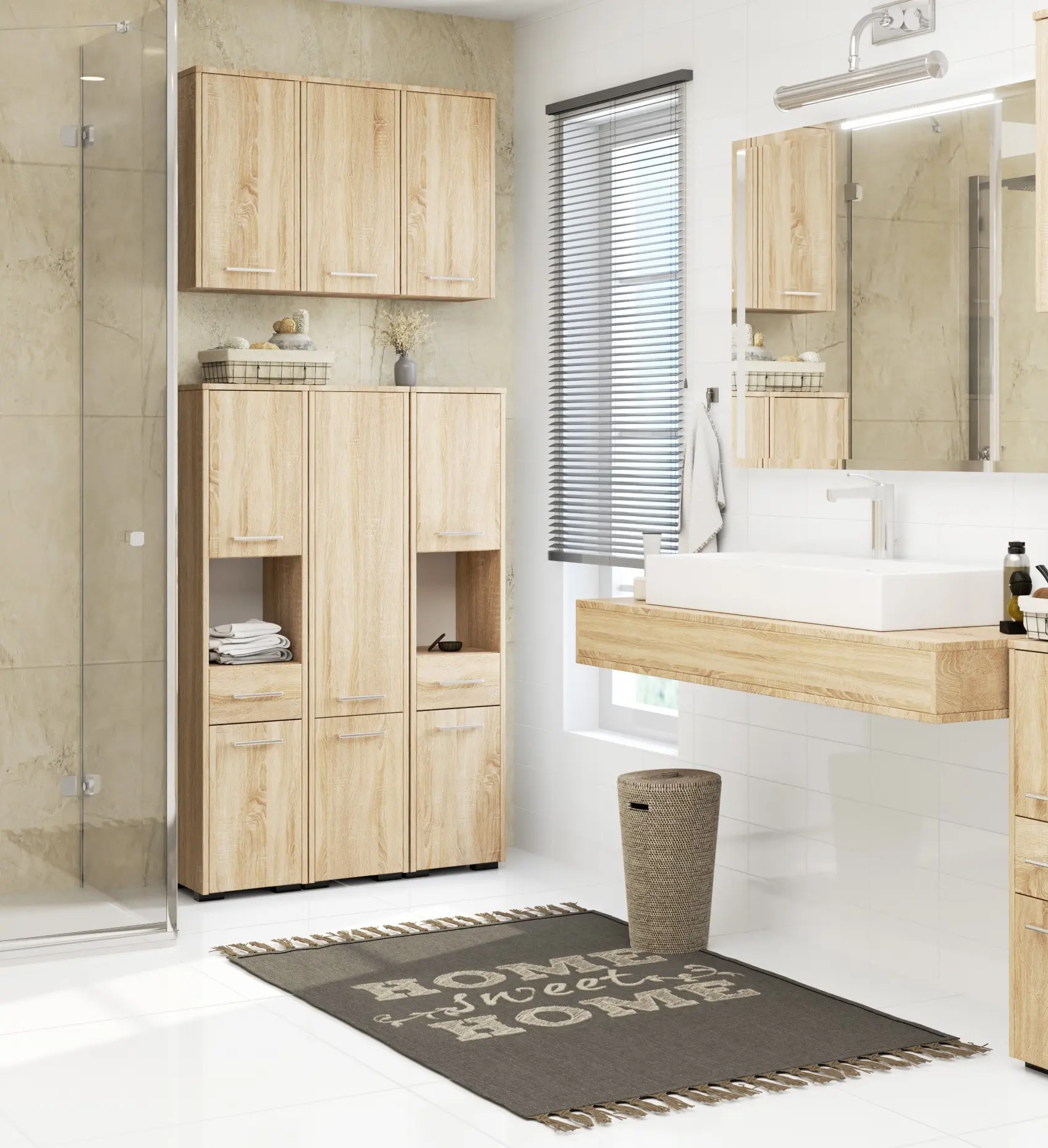 Пенал Akord Fin 30 2D1SZ1W 140см (Sonoma Oak)