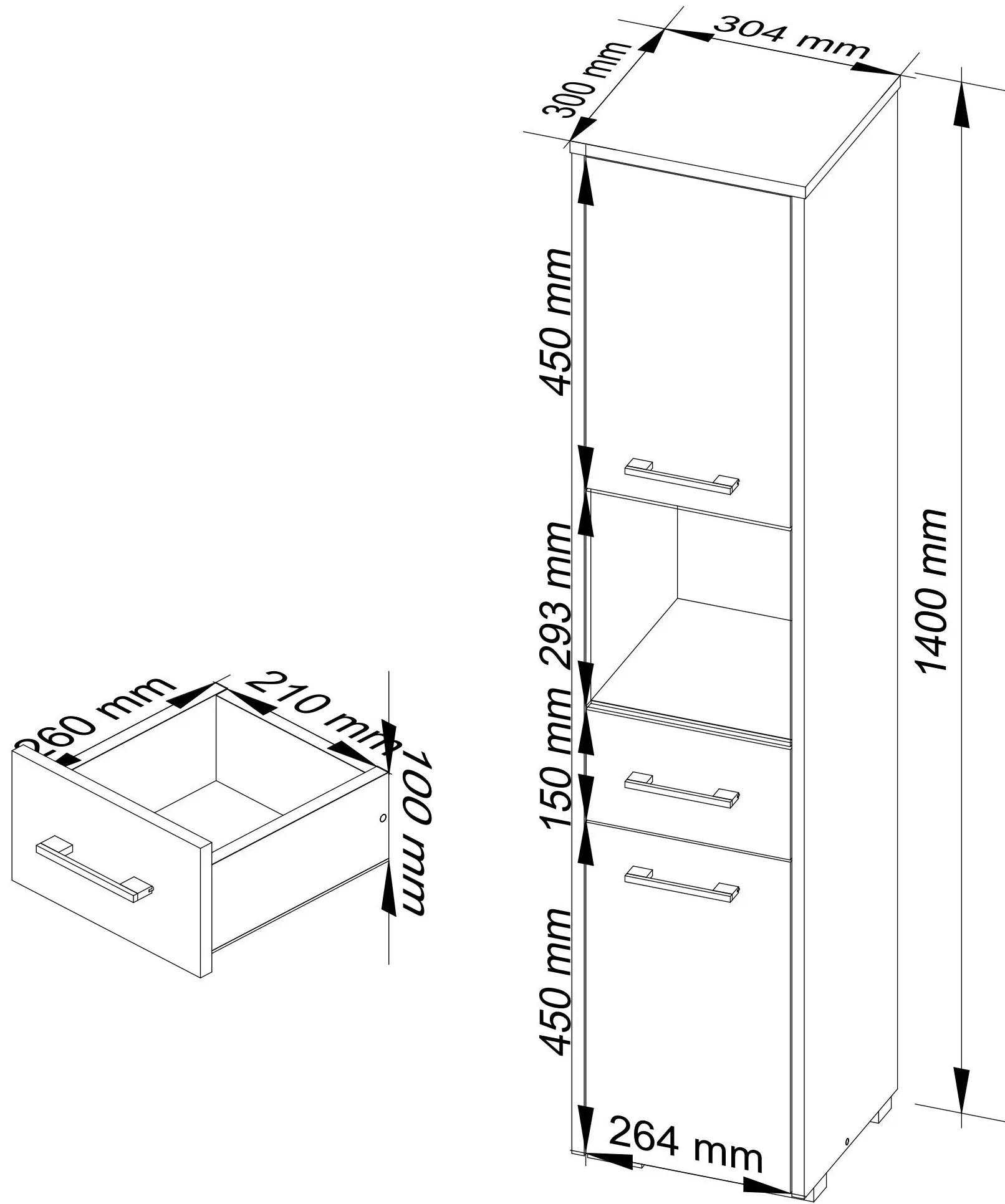 Penal Akord Fin 30 2D1SZ1W 140cm (Sonoma Oak/White)