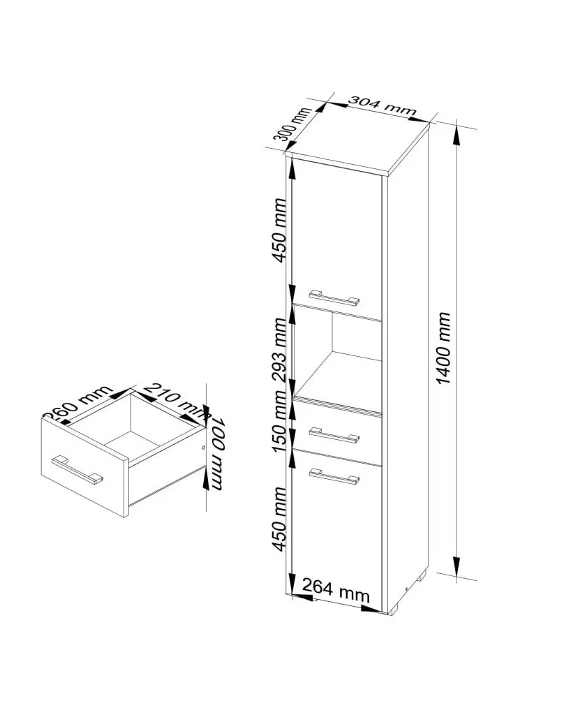 Penal Akord Fin 30 2D1SZ1W 140cm (Wenge/White) - 4