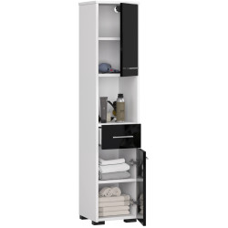 Пенал Akord Fin 30 2D1SZ1W 140см (White/Black Gloss) Thumb