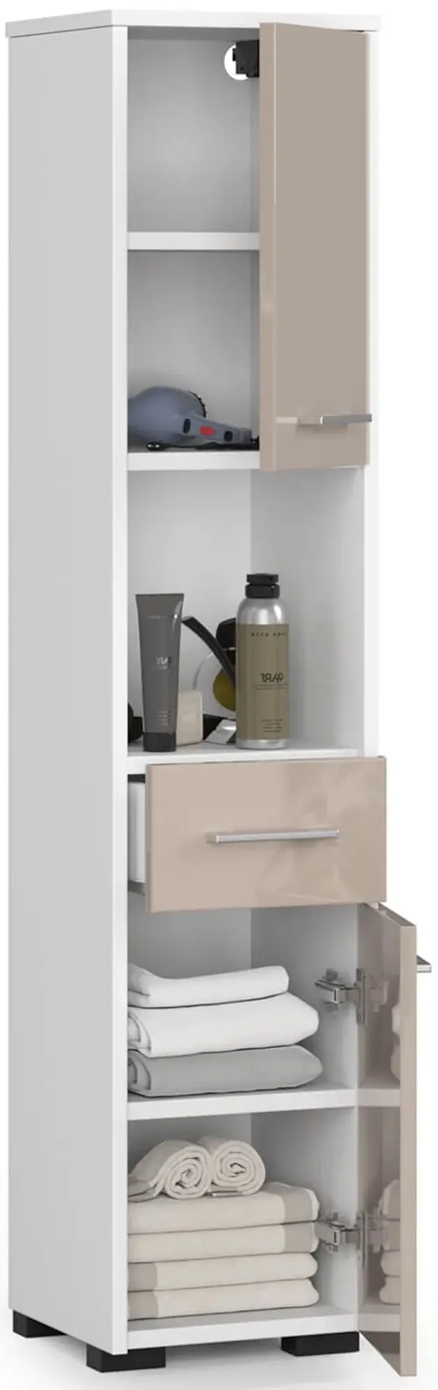 Penal Akord Fin 30 2D1SZ1W 140cm (White/Cappuccino Gloss)