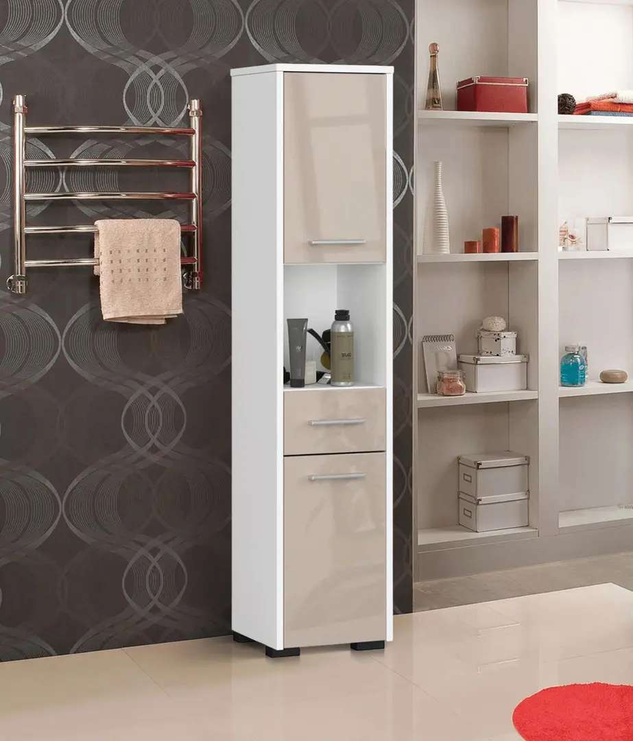 Penal Akord Fin 30 2D1SZ1W 140cm (White/Cappuccino Gloss)