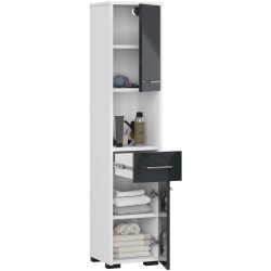 Penal Akord Fin 30 2D1SZ1W 140cm (White/Graphite Gloss) Thumb